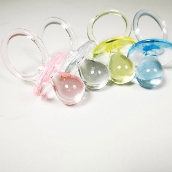 12PCS Plastic Pacifiers, Baby Shower Pacifiers, Blue, Pink, Yellow, - Picture 3 of 10